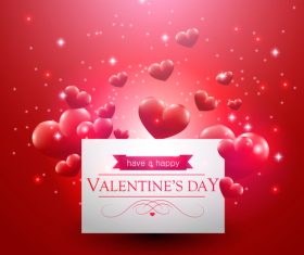 Valentines day card with floating red hearts