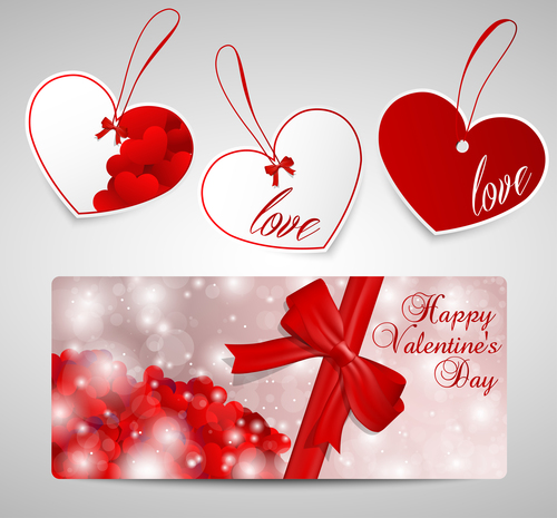 Valentines day heart shaped label design vector