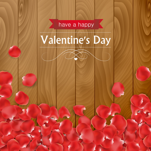 Valentines day rose petals background vector