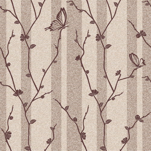 Vector background with butterflies on flowering branches