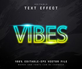 Vibes text neon gradient style text effect vector