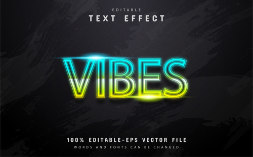 Vibes text neon gradient style text effect vector