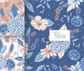 Vintage blue flower seamless pattern vector