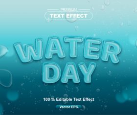 Water Day editable text effect vector