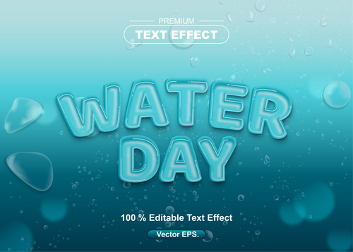 Water Day editable text effect vector