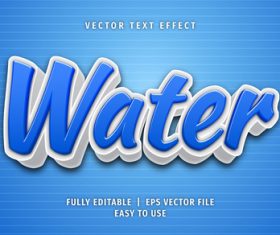 Water text 3d style text effect vector