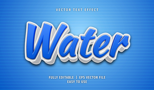 Water text 3d style text effect vector