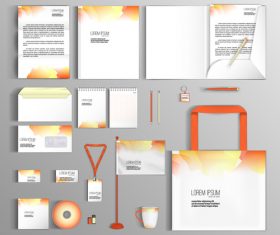 White and orange corporate identity stationery collection vector