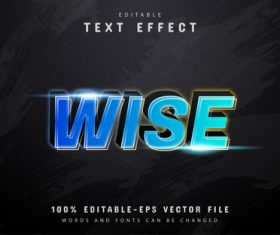 Wise text 3d blue gradient text effect vector