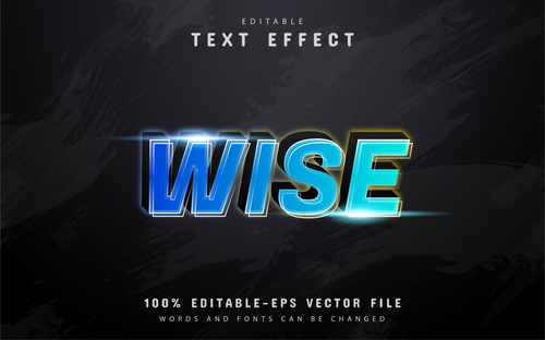 Wise text 3d blue gradient text effect vector