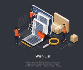 Wish list mobile shopping concept vector