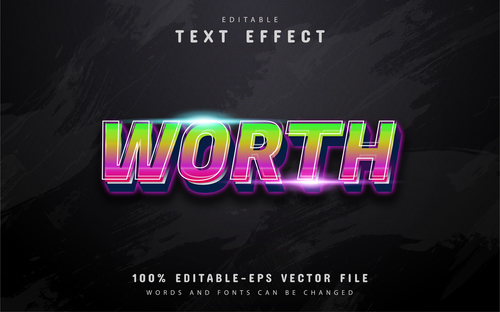 Worth text 3d gradient style text effect vector