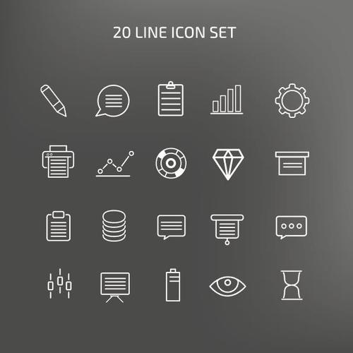 20 Line icons vector