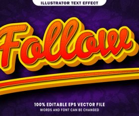 3d Follow editable text style effect vector