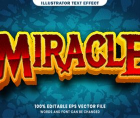 3d Miracle editable text style effect vector
