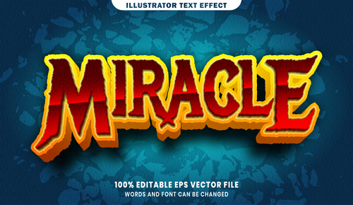 3d Miracle editable text style effect vector
