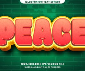 3d Peace editable text style effect vector