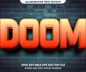 3d doom editable text style effect vector