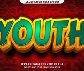 3d youth editable text style effect vector