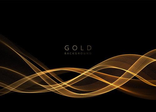Abstract shiny golden wavy background vector