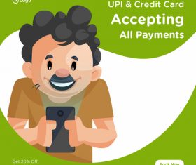 Acceptiing all payments cartoon illustration vector