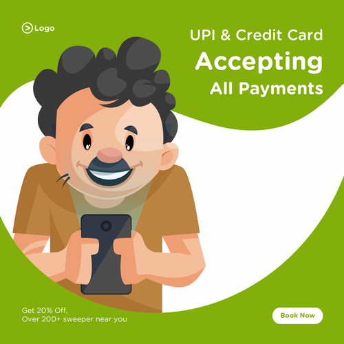 Acceptiing all payments cartoon illustration vector