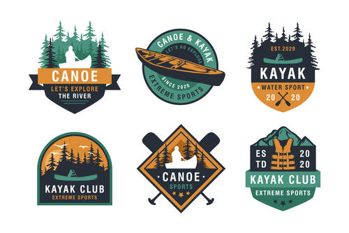 Afting kayaking paddling canoeing camp logo vector