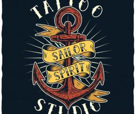 Anchor tattoo illustration vector
