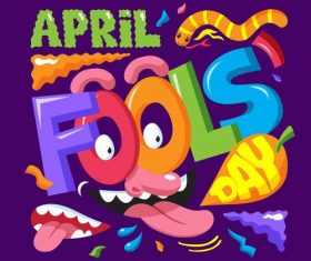 April fools day element cartoon vector