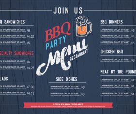 BBQ menu cover vector