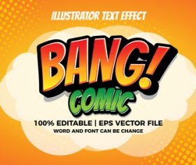 Bang comic illustrator text effect vector