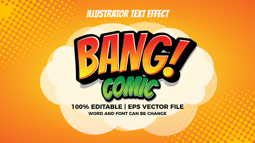 Bang comic illustrator text effect vector