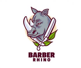 Barber rhino logo transparant vector
