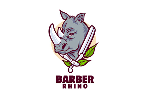 Barber rhino logo transparant vector