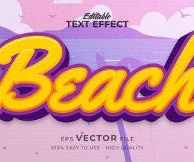 Beach editable text effect vector