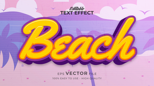 Beach editable text effect vector