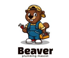 Beaver plumbing cartoon vector