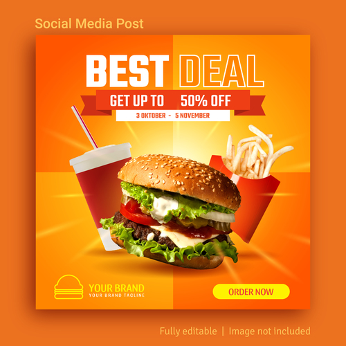 Best deal promotion social media post vector