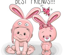 Best friends cartoon illustration vector