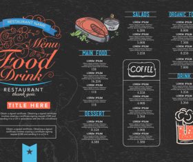 Black background menu card vector