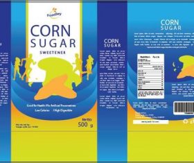 Blue and yellow corn sugar packaging vector