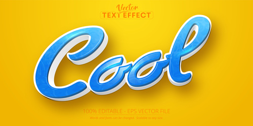Blue cool editable text style effect vector