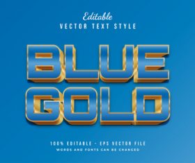 Blue gold text style effect vector
