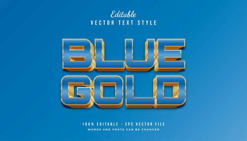 Blue gold text style effect vector