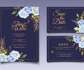 Blue rose flower background invitation card vector