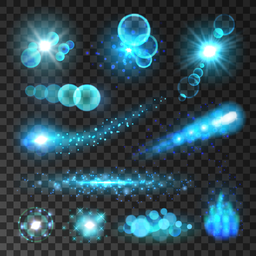 Blue sparkling glare background vector