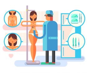 Breast augmentation cartoon illustration vector