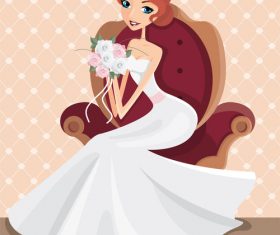 Bride cartoon illustration vector