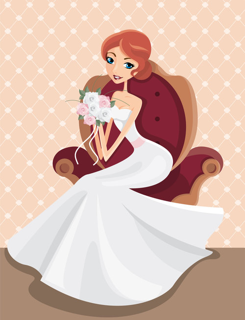 Bride cartoon illustration vector