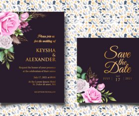 Bright colored wedding invitation card vector